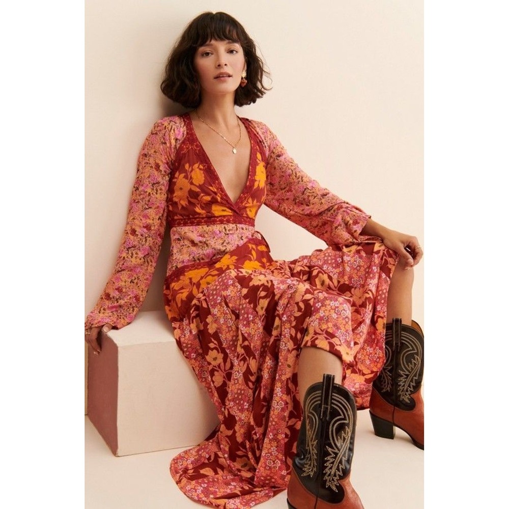 Free People Red and Pink Floral Maxi Dress - Picture 4 of 10